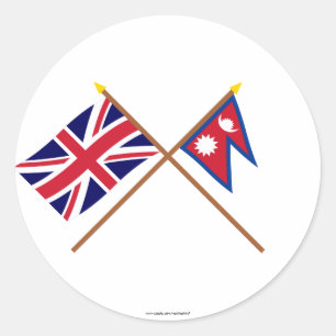 Vlaggen in het Verenigd Koninkrijk en Nepal Ronde Sticker