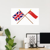 Vlaggen in het Verenigd Koninkrijk en Singapore Poster (Thuiskantoor)