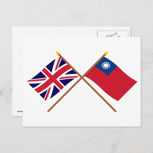 Vlaggen in het Verenigd Koninkrijk en Taiwan Briefkaart (Voorkant / Achterkant)