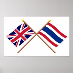 Vlaggen in het Verenigd Koninkrijk en Thailand Poster
