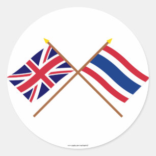 Vlaggen in het Verenigd Koninkrijk en Thailand Ronde Sticker