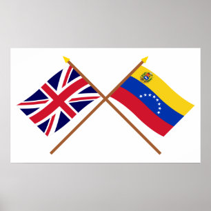 Vlaggen in het Verenigd Koninkrijk en Venezuela Poster