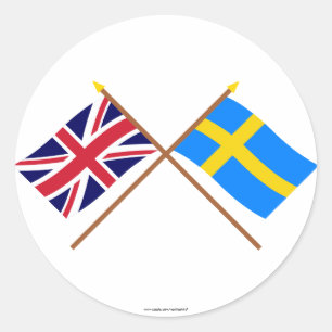 Vlaggen in het Verenigd Koninkrijk en Zweden Ronde Sticker