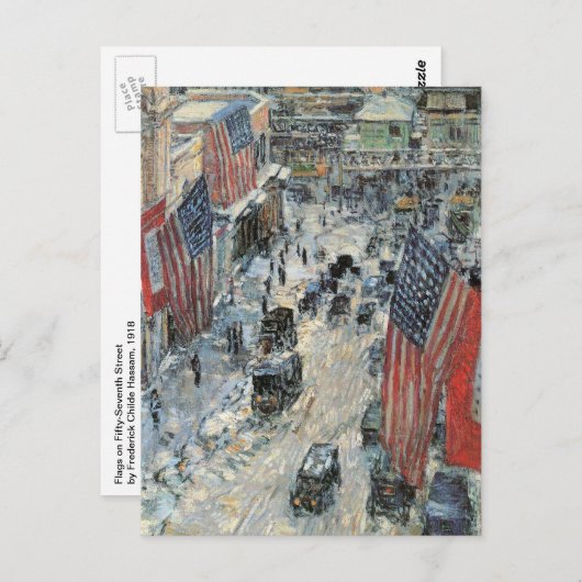 Vlaggen op 57th Street door Frederick Childe Hassa Briefkaart (Voorkant / Achterkant)