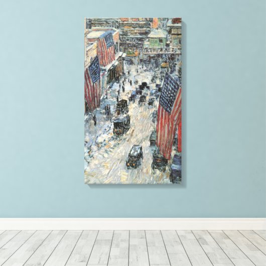 Vlaggen op 57th Street door Frederick Childe Hassa Canvas Afdruk (Insitu (Houten vloer))