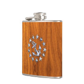 Vlaggen op jacht Aantekening op Nautical Teak Wood Heupfles (Links)