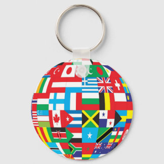 Vlaggen over de hele Wereldbol Sleutelhanger