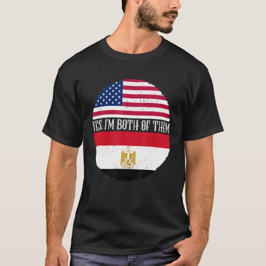 vlaggen uit de VS en Egypte ja, ik ben beiden T-shirt (Voorkant)