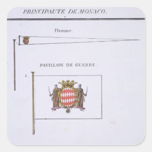 Vlaggen uit Monaco, uit een Frans boek van Vlaggen Vierkante Sticker
