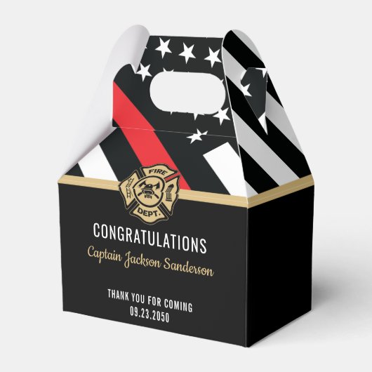 Vlaggen van brandweermannen Rood lijnvliegen Bedankdoosjes (Achterkant)