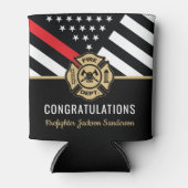 Vlaggen van brandweermannen Rood lijnvliegen Blikjeskoeler (Voorkant)