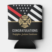 Vlaggen van brandweermannen Rood lijnvliegen Blikjeskoeler (Achterkant)