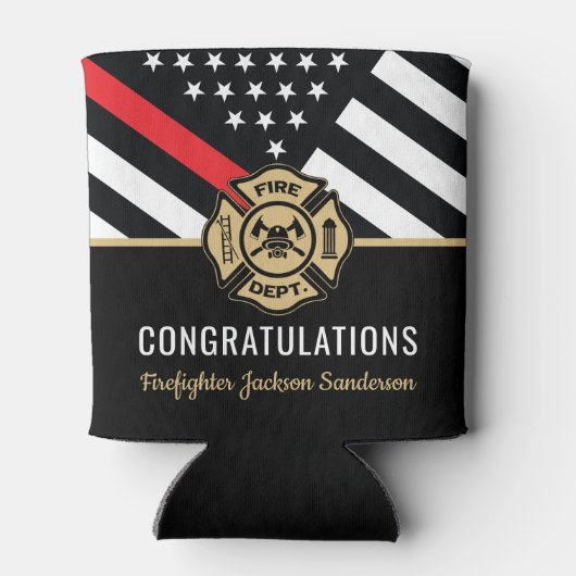 Vlaggen van brandweermannen Rood lijnvliegen Blikjeskoeler (Achterkant)