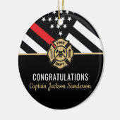 Vlaggen van brandweermannen Rood lijnvliegen Keramisch Ornament (Links)