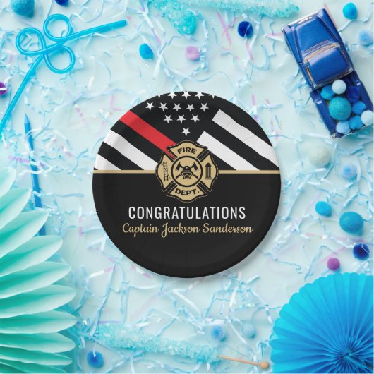 Vlaggen van brandweermannen Rood lijnvliegen Papieren Bordje (Feest)