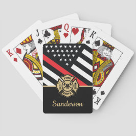 Vlaggen van brandweermannen Rood lijnvliegen Pokerkaarten