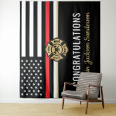 Vlaggen van brandweermannen Rood lijnvliegen Wandkleed (In situ)