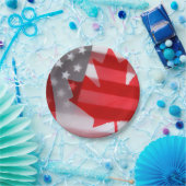 vlaggen van Canada en Amerika Papieren Bordje (Feest)