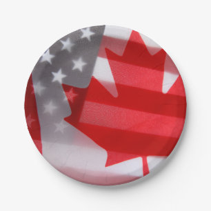 vlaggen van Canada en Amerika Papieren Bordje
