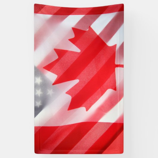 vlaggen van Canada en de Verenigde Staten Spandoek (Verticaal)