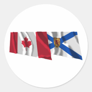 Vlaggen van Canada en Nova Scotia Ronde Sticker