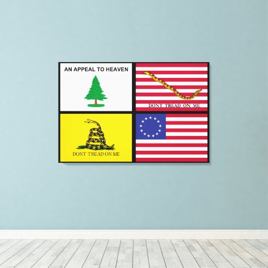 Vlaggen van de Amerikaanse revolutie Canvas Afdruk (Insitu (Houten vloer))