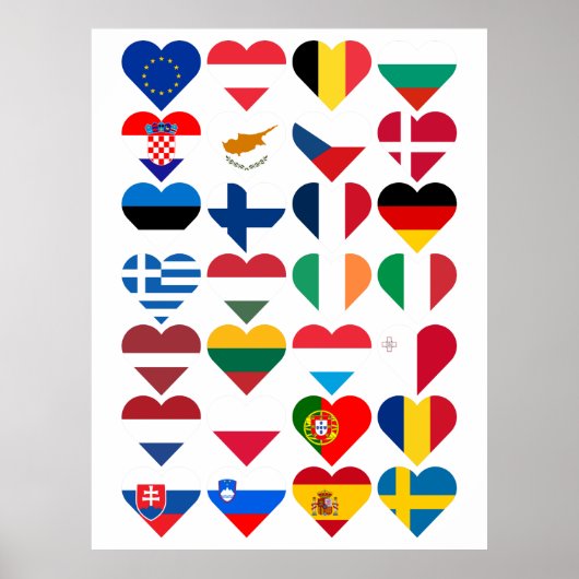 Vlaggen van de Europese Briefkaart Poster (Voorkant)