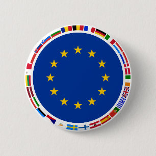 Vlaggen van de Europese Unie Ronde Button 5,7 Cm