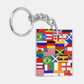 Vlaggen van de internationale collage sleutelhanger (Voorkant Links)