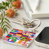 Vlaggen van de internationale collage sleutelhanger (Voorkant Rechts)