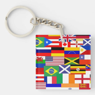 Vlaggen van de internationale collage sleutelhanger