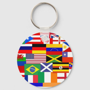 Vlaggen van de internationale collage sleutelhanger