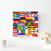 Vlaggen van de internationale collage vierkante klok (Huis)