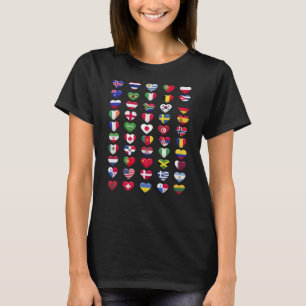 Vlaggen van de landen hartvorm t-shirt