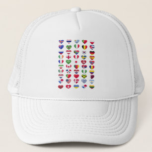 Vlaggen van de landen hartvorm trucker pet