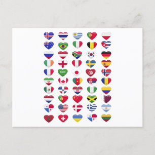 Vlaggen van de landen met een hartvorm briefkaart
