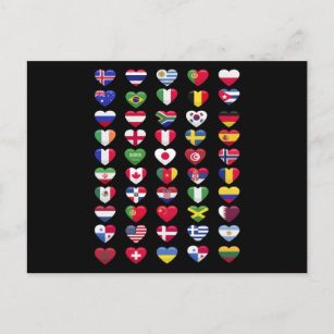 Vlaggen van de landen met een hartvorm briefkaart