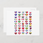 Vlaggen van de landen met een hartvorm briefkaart (Voorkant / Achterkant)