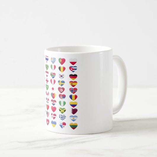 Vlaggen van de landen met een hartvorm koffiemok (Voorkant rechts)