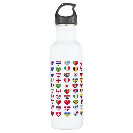 Vlaggen van de landen met een hartvorm waterfles  (Voorkant)