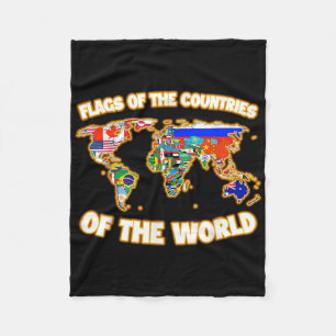 Vlaggen van de landen van de Wereldkaart Internati Fleece Deken