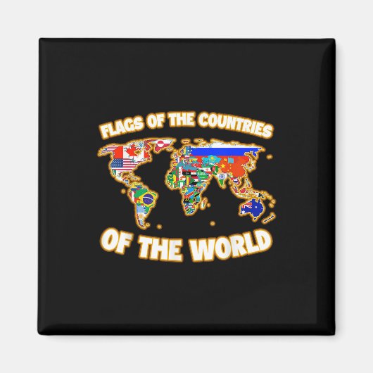 Vlaggen van de landen van de Wereldkaart Internati Magneet (Voorkant)