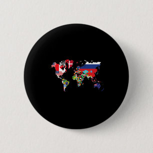 Vlaggen van de landen van de Wereldkaart Internati Ronde Button 5,7 Cm