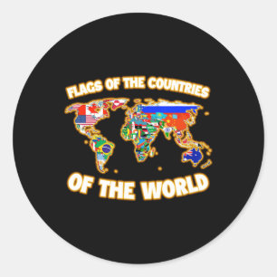 Vlaggen van de landen van de Wereldkaart Internati Ronde Sticker