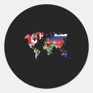 Vlaggen van de landen van de Wereldkaart Internati Ronde Sticker