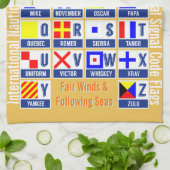 Vlaggen van de maritieme seincode theedoek (Gevouwen)