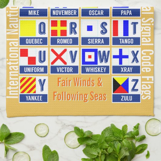 Vlaggen van de maritieme seincode theedoek (Gevouwen)