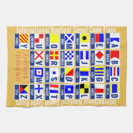 Vlaggen van de maritieme seincode theedoek