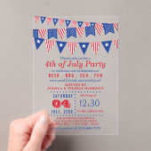 Vlaggen van de partij van juli: rood, wit en blauw acryl uitnodigingen (Insitu (Draagbaar))
