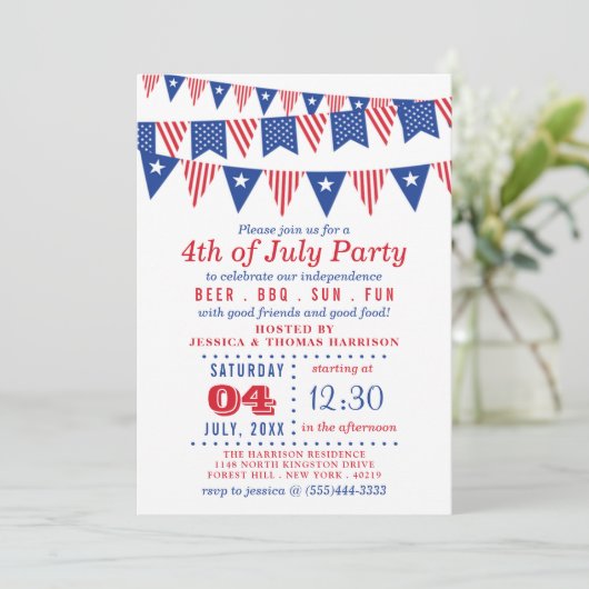 Vlaggen van de partij van juli: rood, wit en blauw kaart (Staand voorkant)